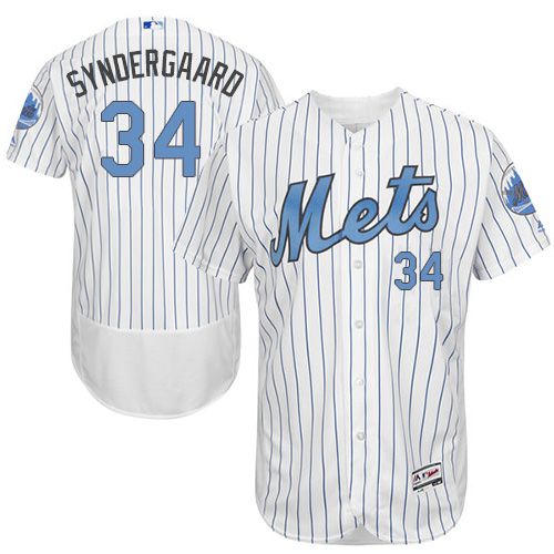 Mets #34 Noah Syndergaard White(Blue Strip) Flexbase Authentic Collection Father's Day Stitched MLB Jersey